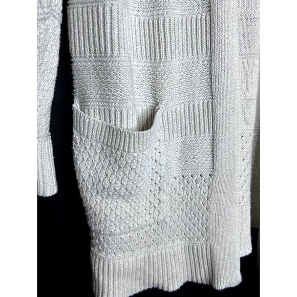 Joie Women's Corley Pointelle Knit Open Front Long Crochet Cardigan Sweater - M - Picture 3 of 6